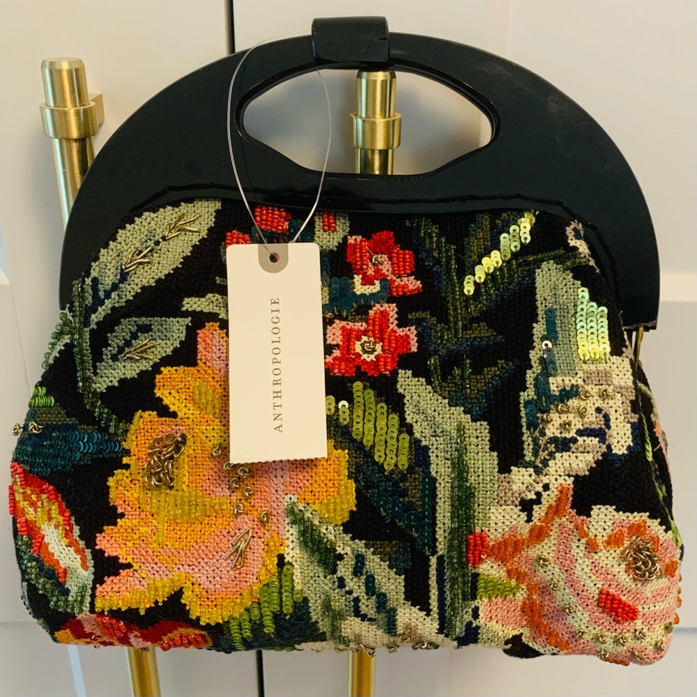 Anthropologie Needlework Structured Handbag